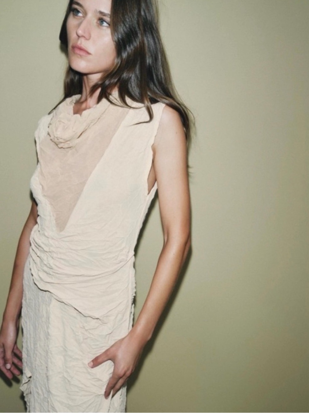 NEW Zara Wrinkled Midi Dress
